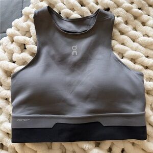 On Running Charcoal Performance Crop Top/Sports Bra